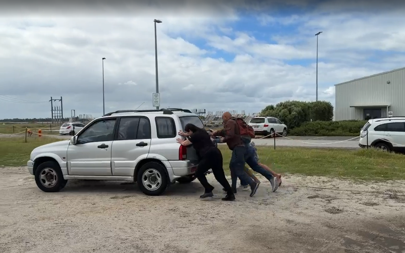 Pushing the car
