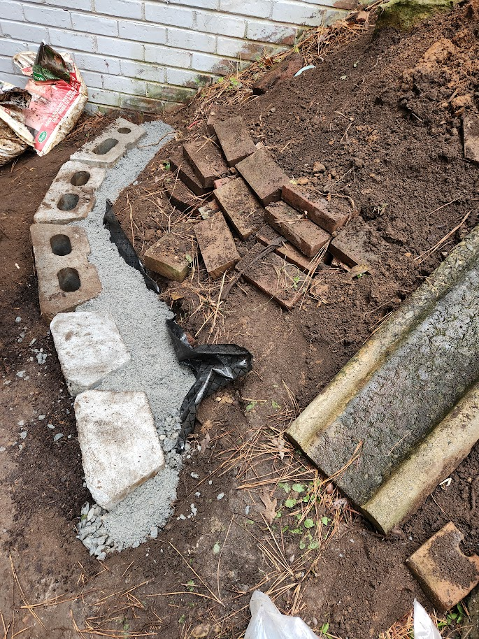 trench with blocks in it